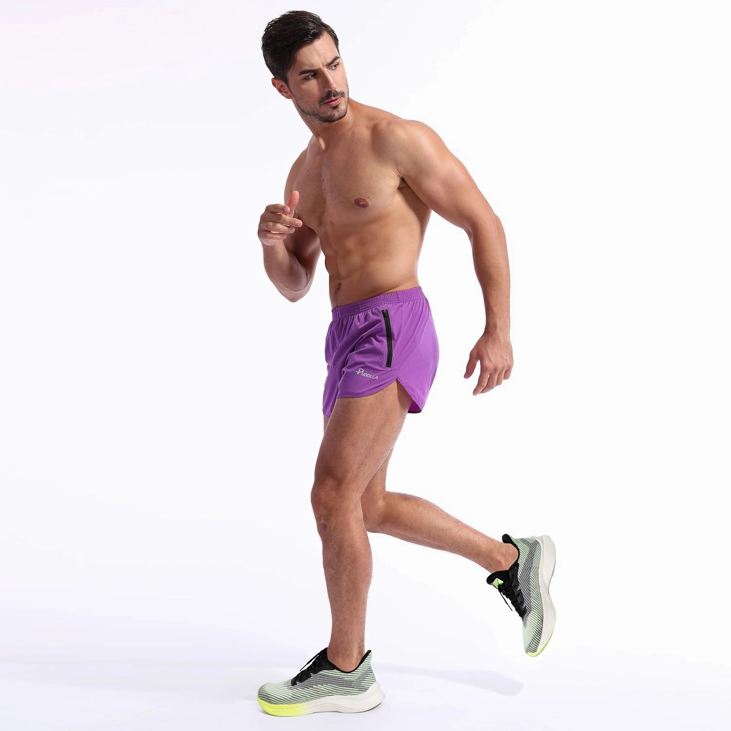 Pudolla Men’s Running Shorts 3 Inch Quick Dry Gym Athletic Workout Shorts for Men with Zipper Pockets