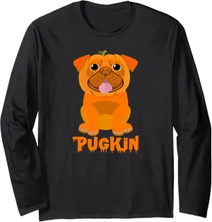 Pugkin Cute Halloween Pumpkin Pug Dog Lover Long Sleeve T-Shirt