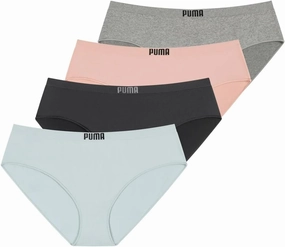 PUMA Womens Cheeky Underwear – Lightweight Seamless Bikini Underwear for Women, 4-Pack - Large