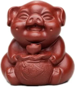 Purple Sand Tea Pet Small Ornament Pig Sculpture Handmade Zhu Mud Da Hong Robe Pig Tea Set Accessories
