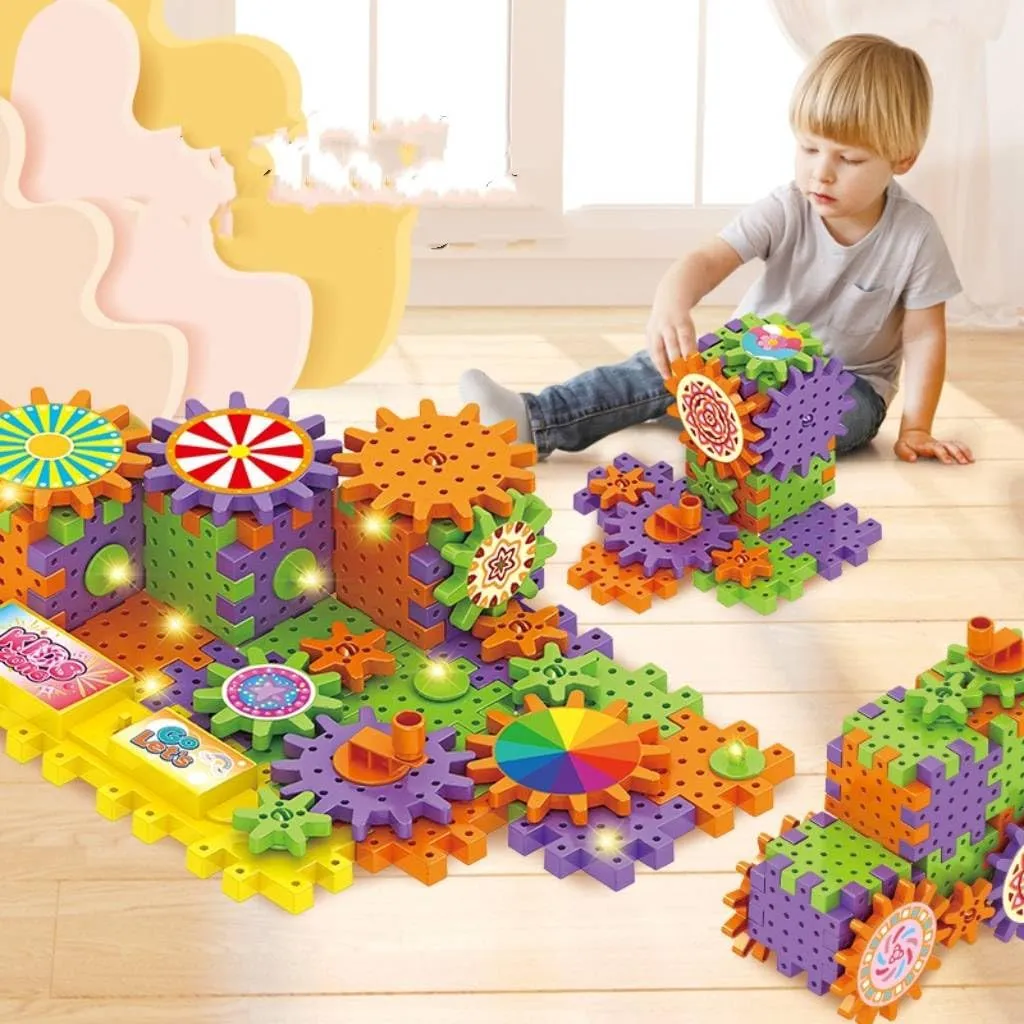 Puzzle Electric Brick Gear Building Build Circulating Turntable Slide Building Blocks Set