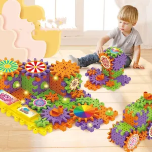 Puzzle Electric Brick Gear Building Build Circulating Turntable Slide Building Blocks Set