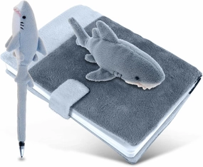 Puzzled Plush Shark Notebook and Pen
