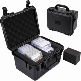 QINGUANG Graded Card Storage Box,Trading Card Case with 4 Foam Dividers,IP67 Waterproof PSA Slab Case for PSA/CSG/CGC/SGC/BGS Top Loaders Sports Cards