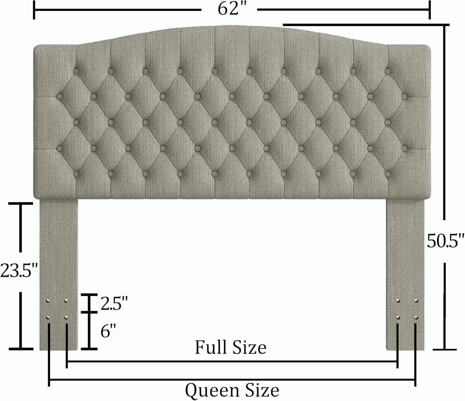 Queen Headboard Only, Upholstered Headboard for Adjustable Bed Linen Tufted Queen/Full Size Wall Mounted Head Board with Solid Wood Legs Head Board, Linen
