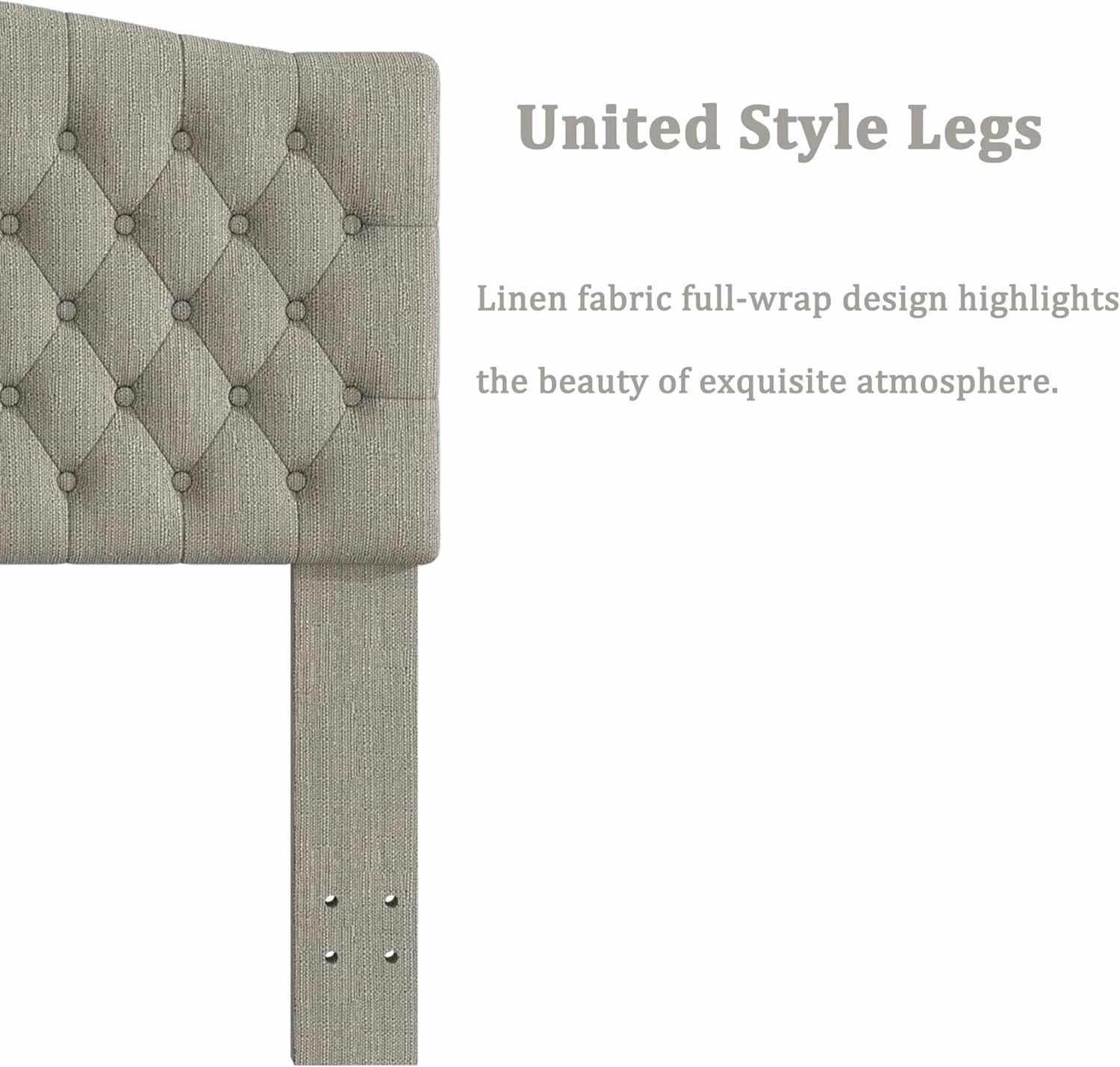 Queen Headboard Only, Upholstered Headboard for Adjustable Bed Linen Tufted Queen/Full Size Wall Mounted Head Board with Solid Wood Legs Head Board, Linen