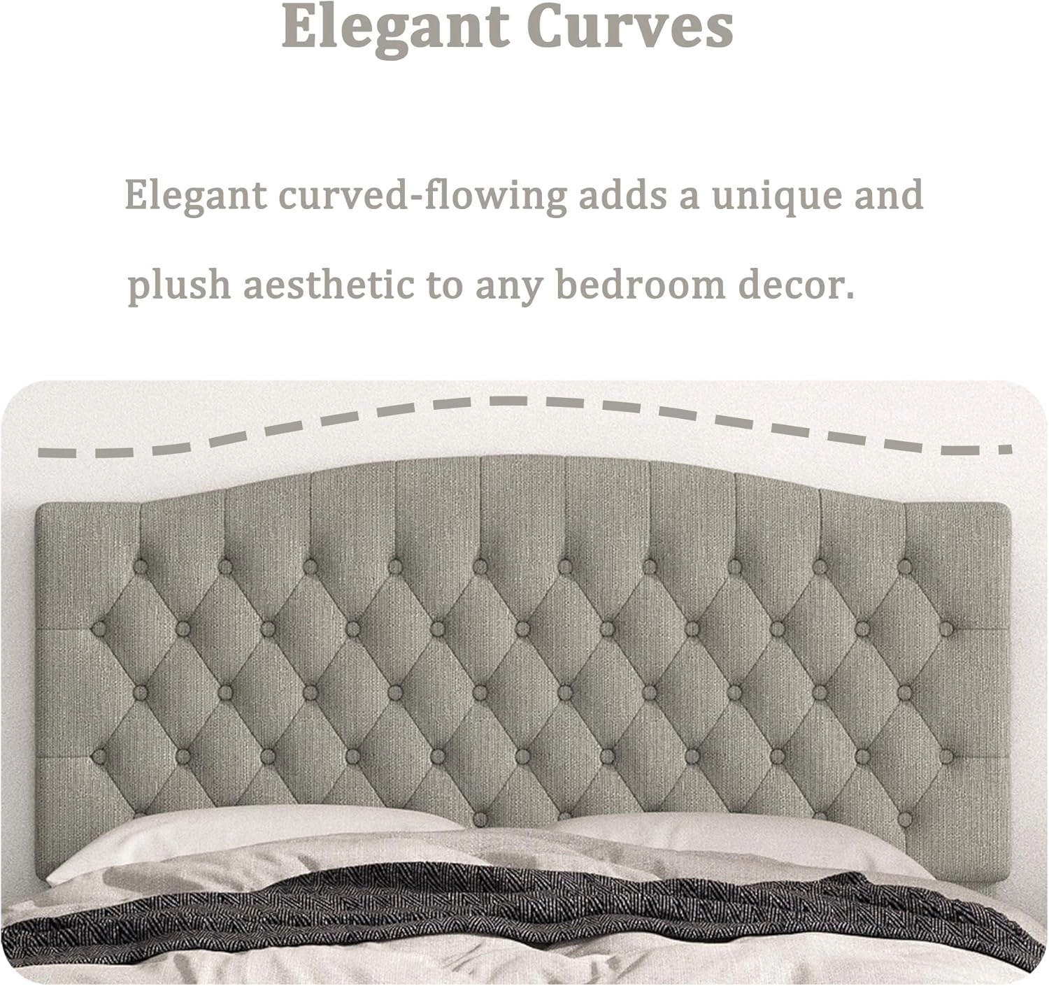 Queen Headboard Only, Upholstered Headboard for Adjustable Bed Linen Tufted Queen/Full Size Wall Mounted Head Board with Solid Wood Legs Head Board, Linen