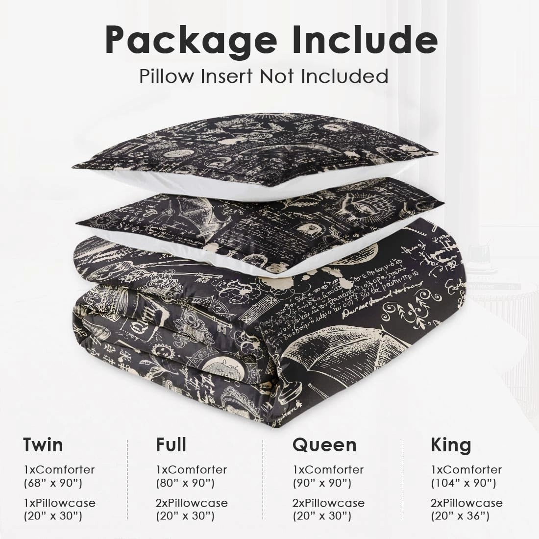 Queen Size Comforter Set with 2 Pillowcases, Stone Medieval Bat Soft 3 Pcs Bedding for Kids and Adults Bedroom Bed Decor
