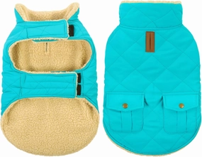 Queenmore Warm Puffer Dog Coat, Quilting Winter Jacket Ultra Thick Plush Fleece Lining Pet Clothes for Dogs with Storage Pockets (Light Blue, X-Small)