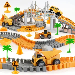Race Tracks Toys for Kids Ages 3-5 - Best Birthday Gifts for 3 4 5 6 7 Year Old Boys, 220  PCS Playset with 4 Construction Cars, Toddler Toy for Creative Play