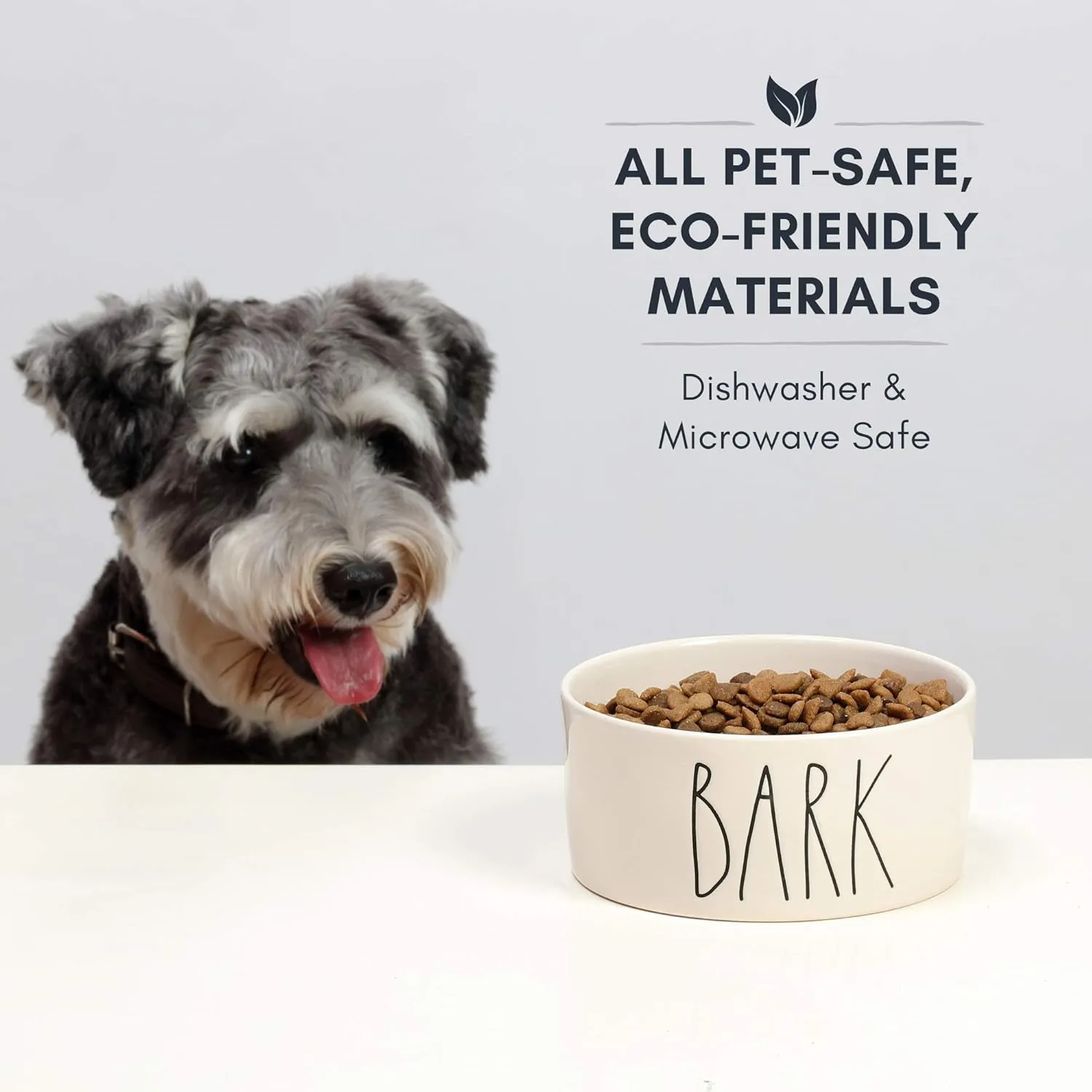 RAE Dunn Cute Ceramic Dog Bowl, Pet Dish for Dogs and Cats, Heavy Pet Bowl, Bark (6 Inches)