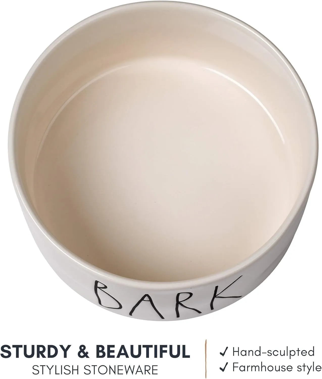 RAE Dunn Cute Ceramic Dog Bowl, Pet Dish for Dogs and Cats, Heavy Pet Bowl, Bark (6 Inches)