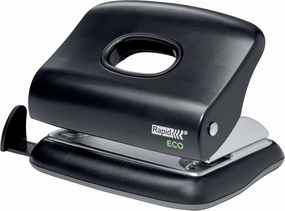 Rapid ECO Office Hole Punch, 2 Hole Punch, Heavy Duty & Compact Hole Puncher Made Using Recycled Plastic, for Home, Office Or School Use, Eco Conscious Stationery Range, Black, 24845300