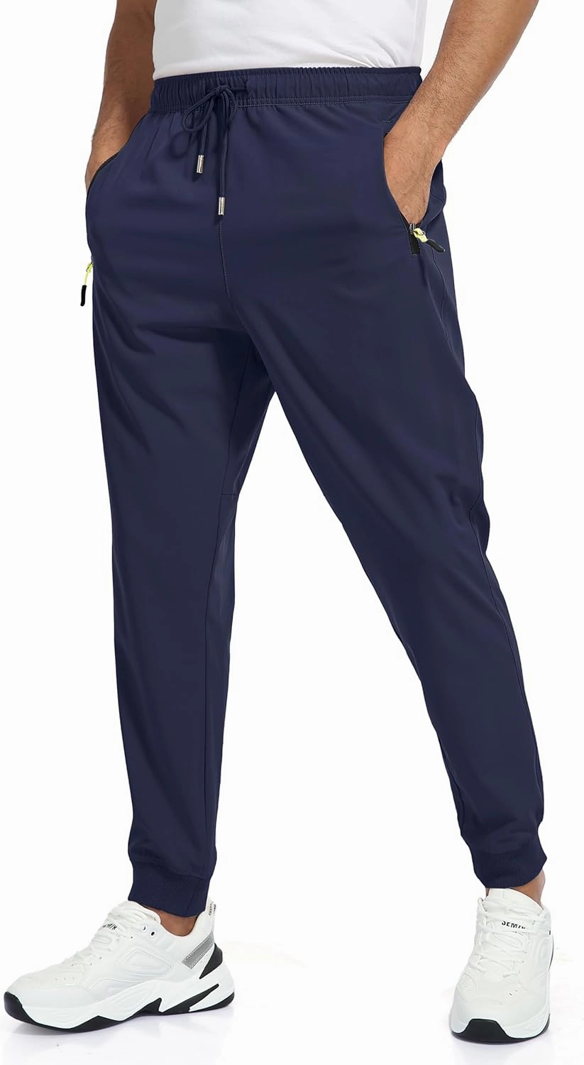 Rapoo Men's Lightweight Joggers Pants Quick Dry Workout Track Running Gym Athletic Pants with 3 Zipper Pockets