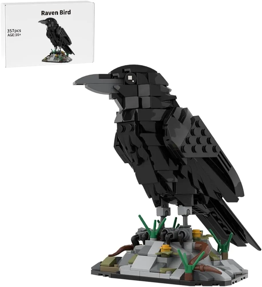 Raven Bird Building Bricks, Brick Bird Moc Decor, Bird MOC Kit, Animal Building Blocks Set for Adults, Perfect for MOC Display and Creative Desk Decor MOC-217187 (1468 PCS)