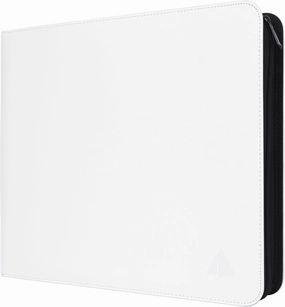 Rayvol Trading Card Binder, 12 Pocket Fit 1800 Cards - Metal D-Ring Card Holder with 75 Double-Sided Clear Pages, Top-Loading Collectors Album -White