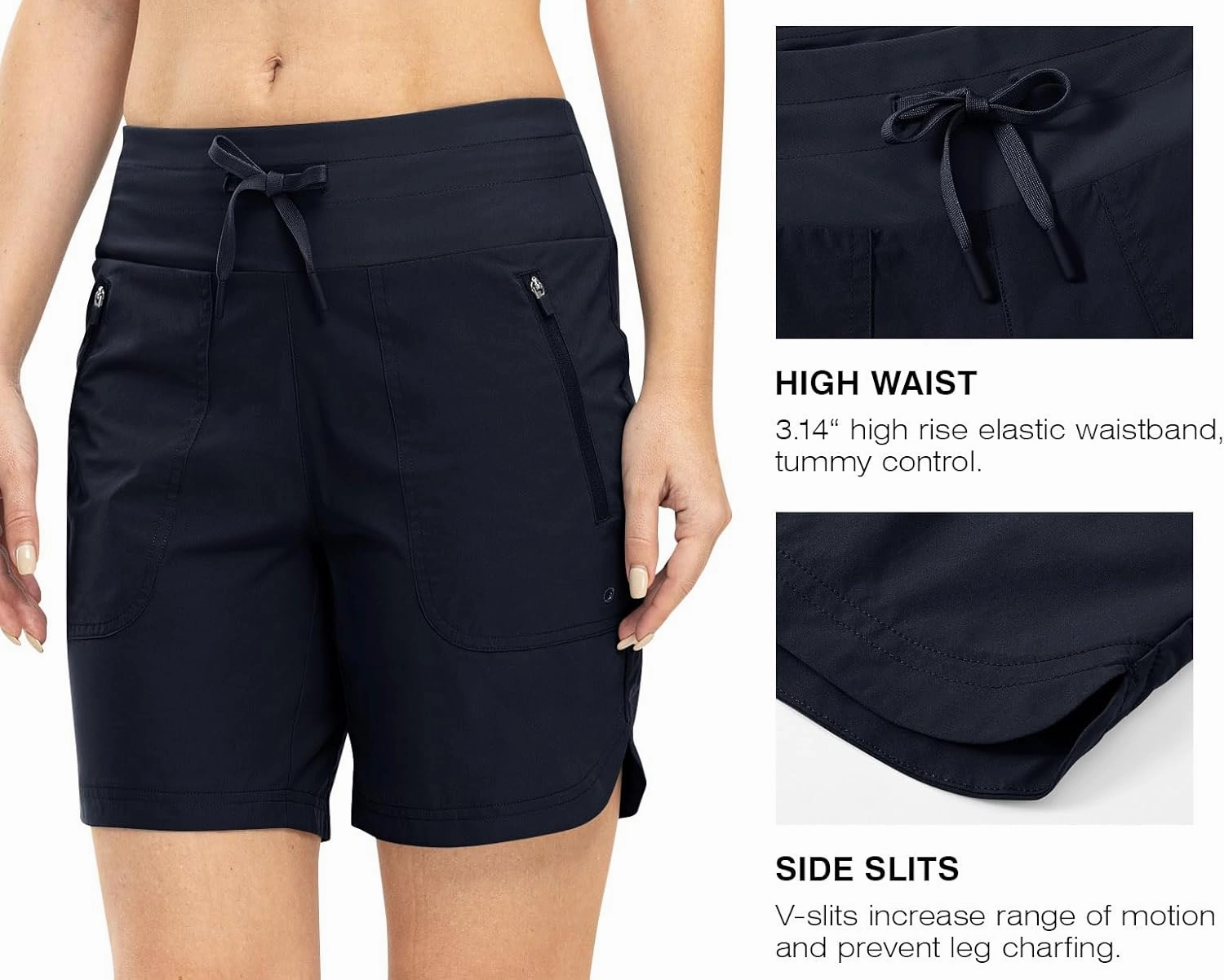 Rdruko Women's Swim Board Shorts with Liner 7" High Waisted UPF 50  Beach Trunks Shorts