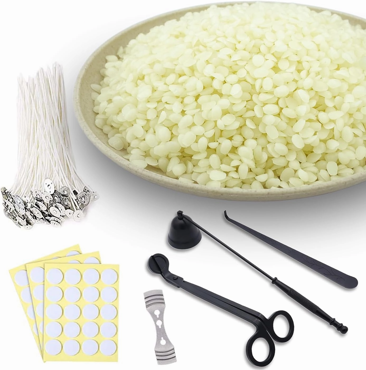 ReArt Organic White Beeswax Pellets, Candle Accessory Set, Candle Making Kit, for Candle Making Skin Beeswax Beads for DIY and Craft Project (10LB with Kits)
