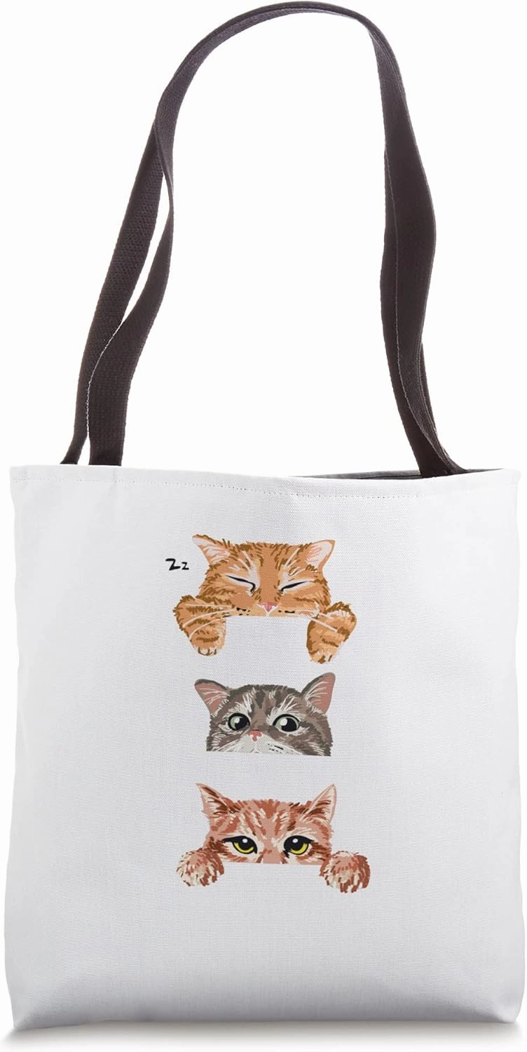 Red Cat - Relax - Curios - Cautious - Funny Cat - Cat Lover Tote Bag
