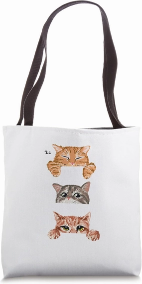 Red Cat - Relax - Curios - Cautious - Funny Cat - Cat Lover Tote Bag