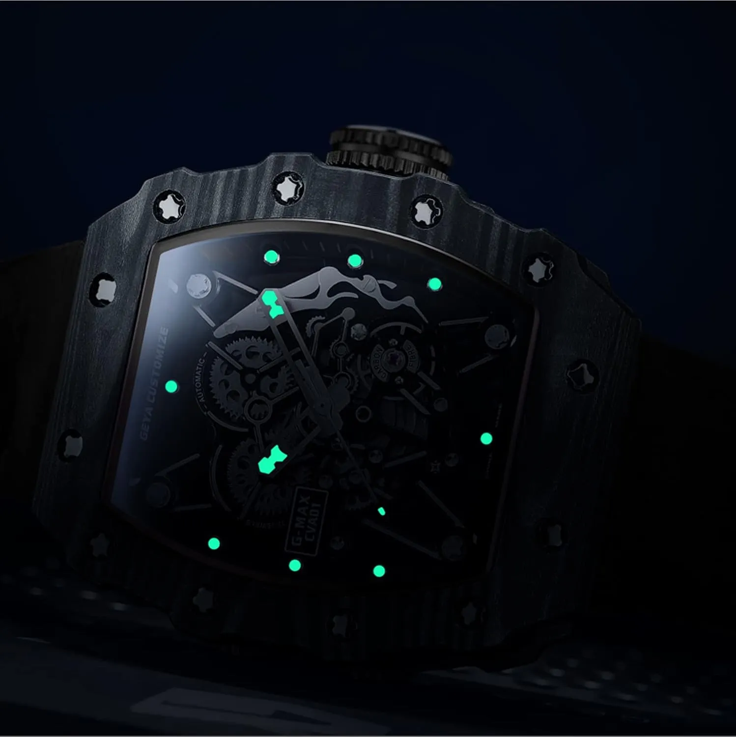 Redhai Automatic Mechanical Watch Skeleton Stainless 50M Waterproof Anti Shock Casual Diver Men Wrist Watch Sterling Watches Chronograph Analog Business Casual Fashion Adjustable Silicone Band