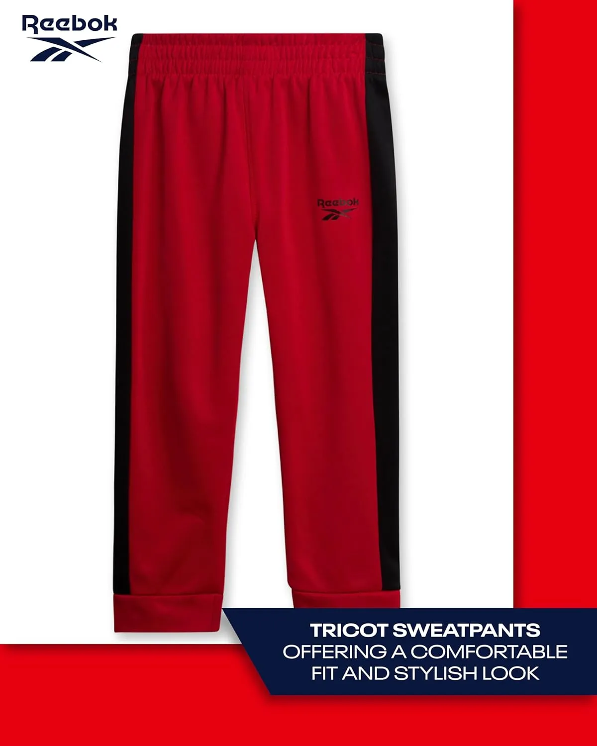 Reebok Baby Boys Tracksuit - 2 Piece Athletic Tricot Infant Toddler Baby Boy Outfits with Zip Up Track Jacket & Boys Joggers