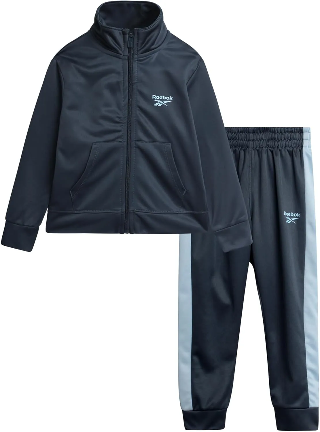 Reebok Baby Boys Tracksuit - 2 Piece Athletic Tricot Infant Toddler Baby Boy Outfits with Zip Up Track Jacket & Boys Joggers