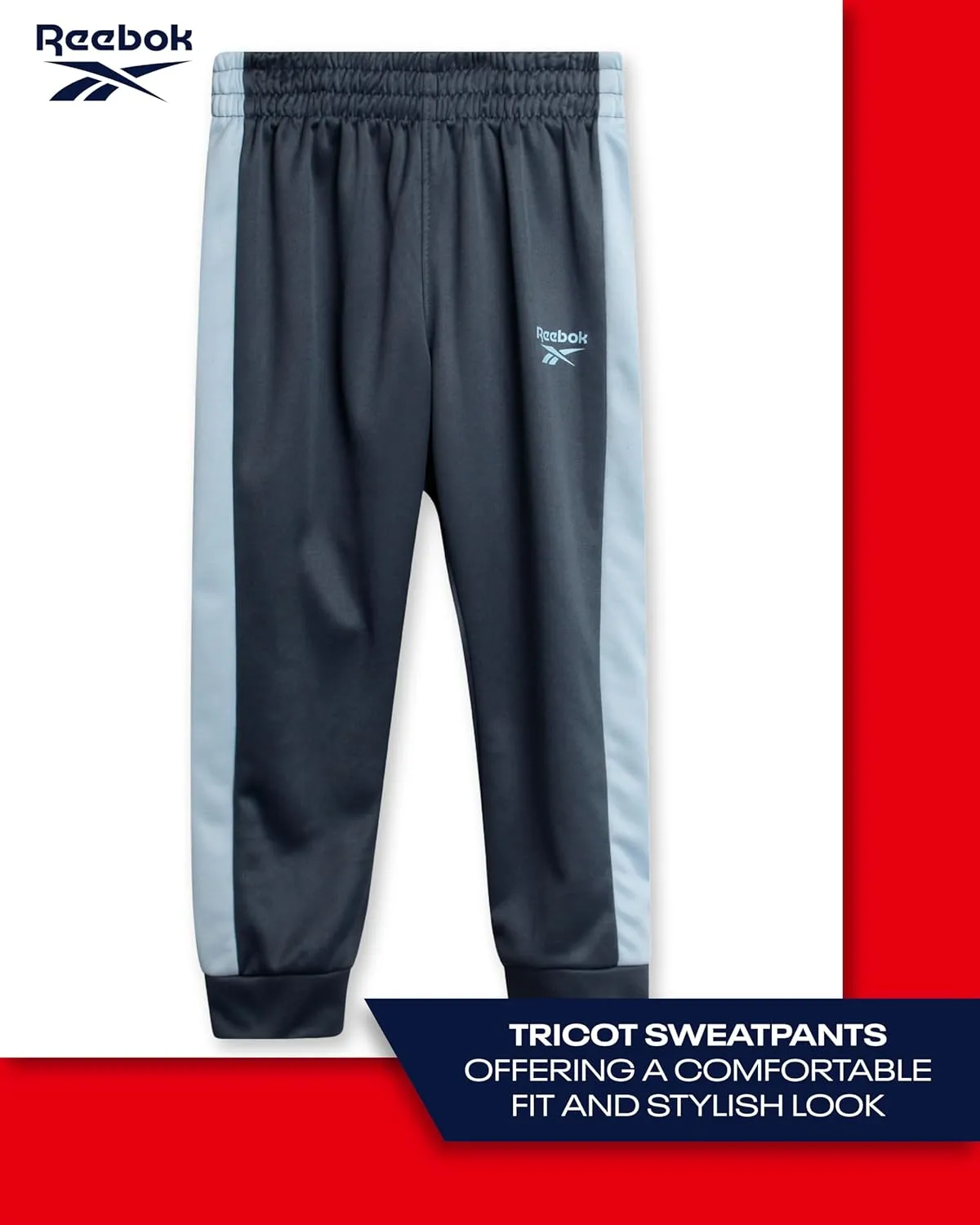 Reebok Baby Boys Tracksuit - 2 Piece Athletic Tricot Infant Toddler Baby Boy Outfits with Zip Up Track Jacket & Boys Joggers