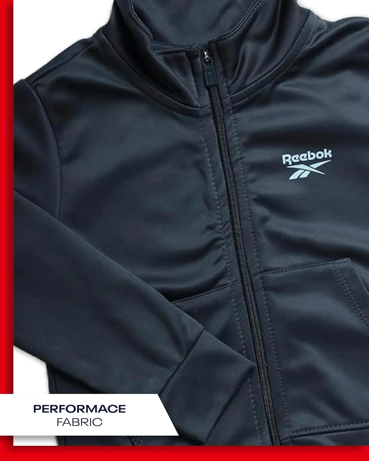 Reebok Baby Boys Tracksuit - 2 Piece Athletic Tricot Infant Toddler Baby Boy Outfits with Zip Up Track Jacket & Boys Joggers