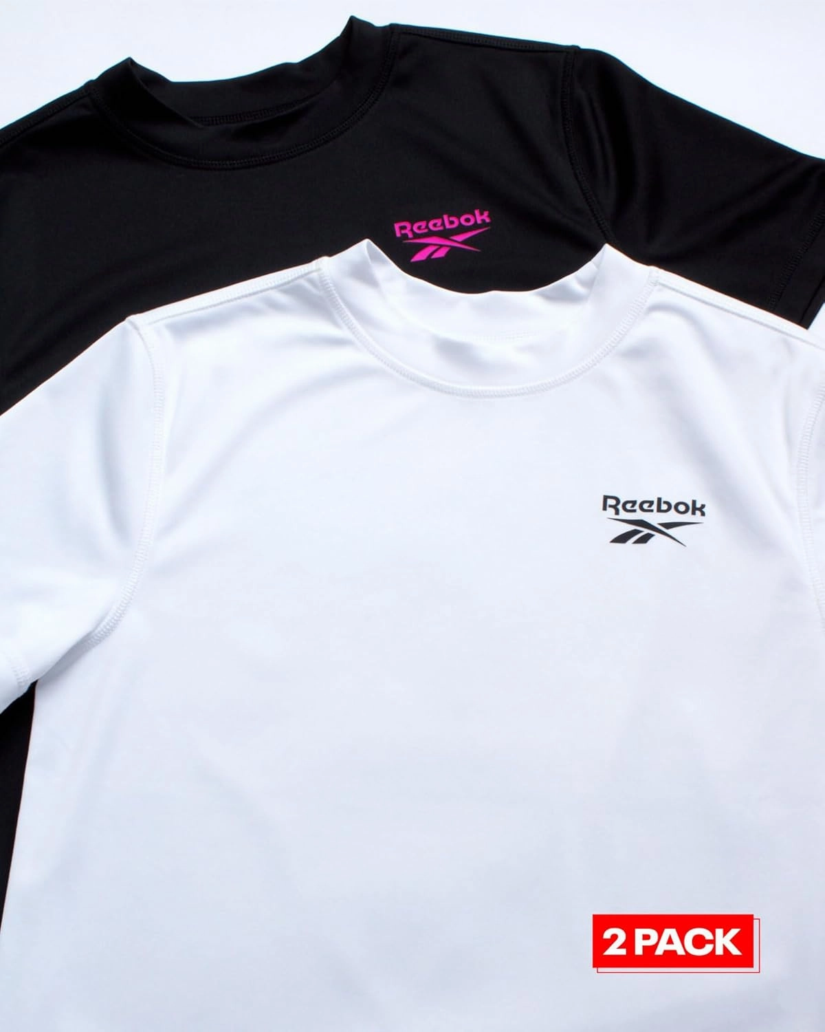 Reebok Boys Swim Shirt - 2 Pack Short Sleeve Rash Guard for Boys UPF 50  Quick Dry Kids Swimwear Sun Shirt for Summer