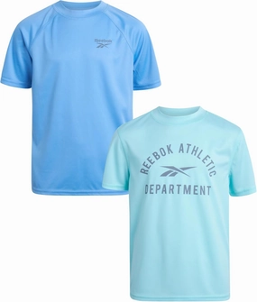 Reebok Boys Swim Shirt - 2 Pack Short Sleeve Rash Guard for Boys UPF 50  Quick Dry Kids Swimwear Sun Shirt for Summer