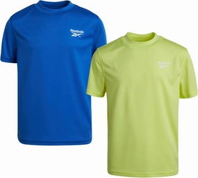 Reebok Boys Swim Shirt - 2 Pack Short Sleeve Rash Guard for Boys UPF 50  Quick Dry Kids Swimwear Sun Shirt for Summer