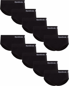 Reebok Hipster Panties for Women - 10 Pack Stretch Performance Seamless Underwear with Relaxed Tag-Free Waistband (S-XL)