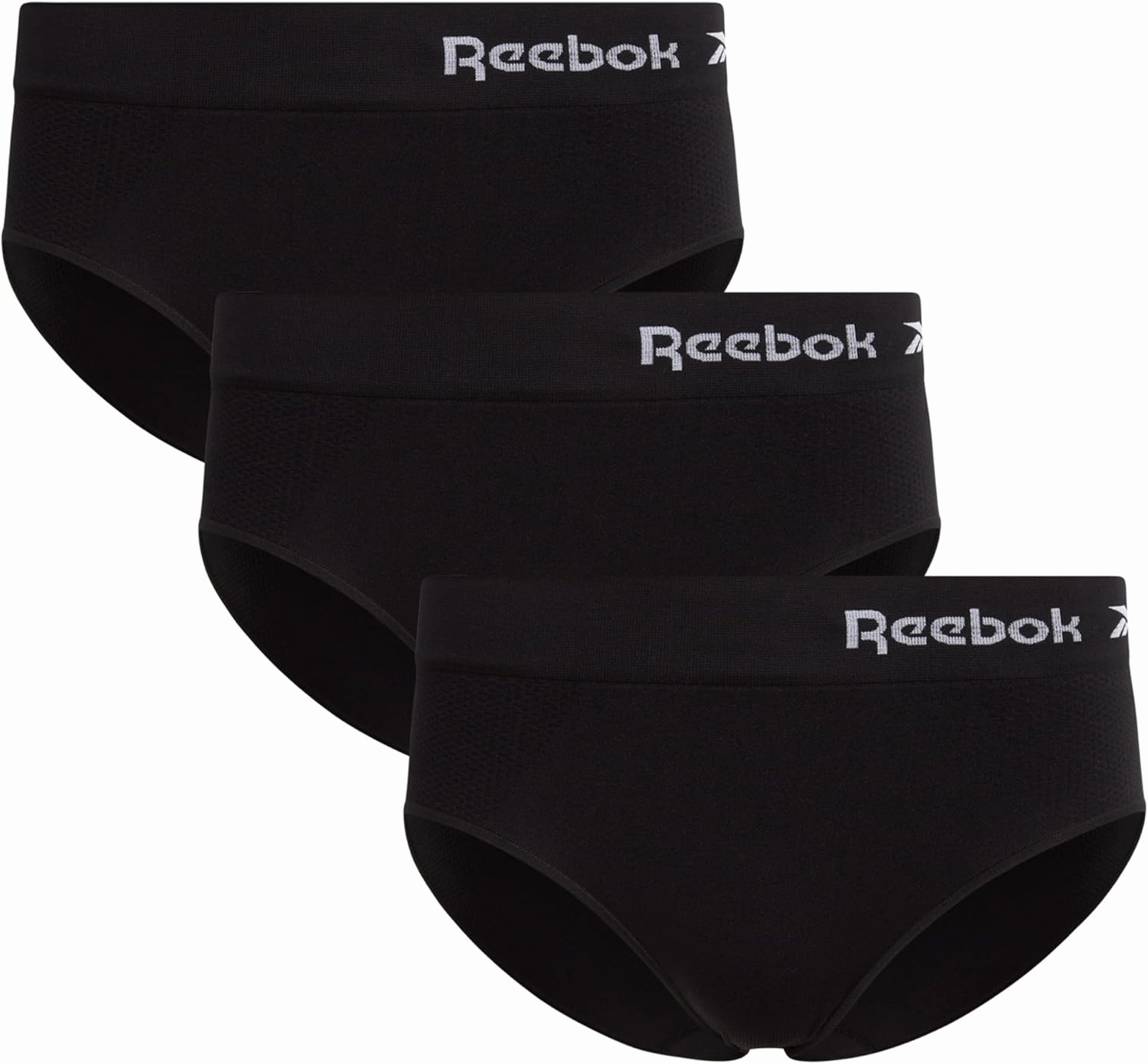 Reebok Hipster Panties for Women - 3 Pack Stretch Performance Seamless Underwear with Relaxed Tagless Waist (S-XL)