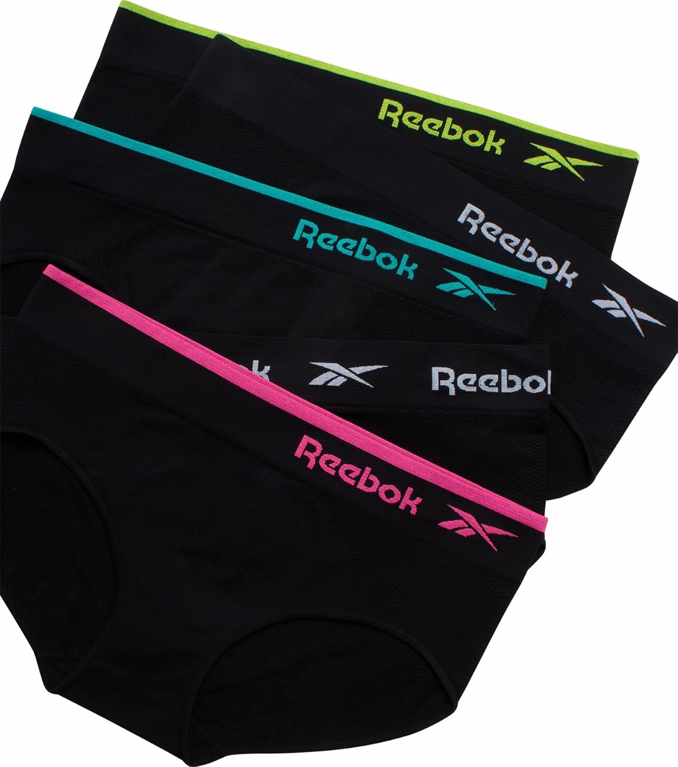 Reebok Hipster Panties for Women - 5 Pack Stretch Performance Seamless Underwear with Relaxed Tagless Waist (S-XL)