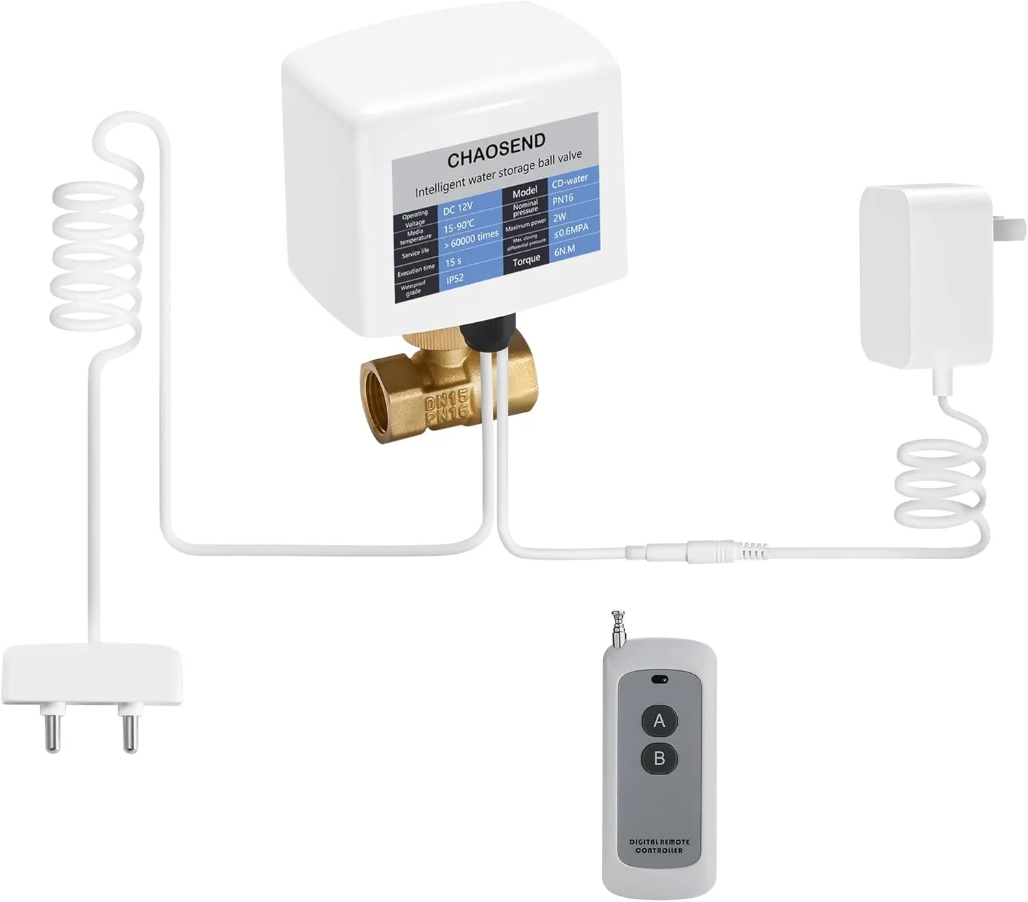 remote control ball valve Shutoff and 1 Detection Sensor with 1 Remote Control, 1/2 in. DN15 NP