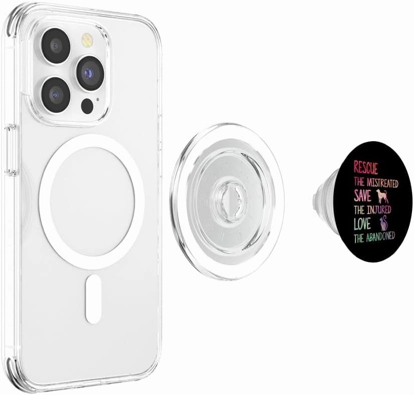 RESCUE SAVE LOVE Animal Shelter Volunteer Mobile Accessories PopSockets PopGrip: Swappable Grip for Phones & Tablets PopSockets PopGrip for MagSafe