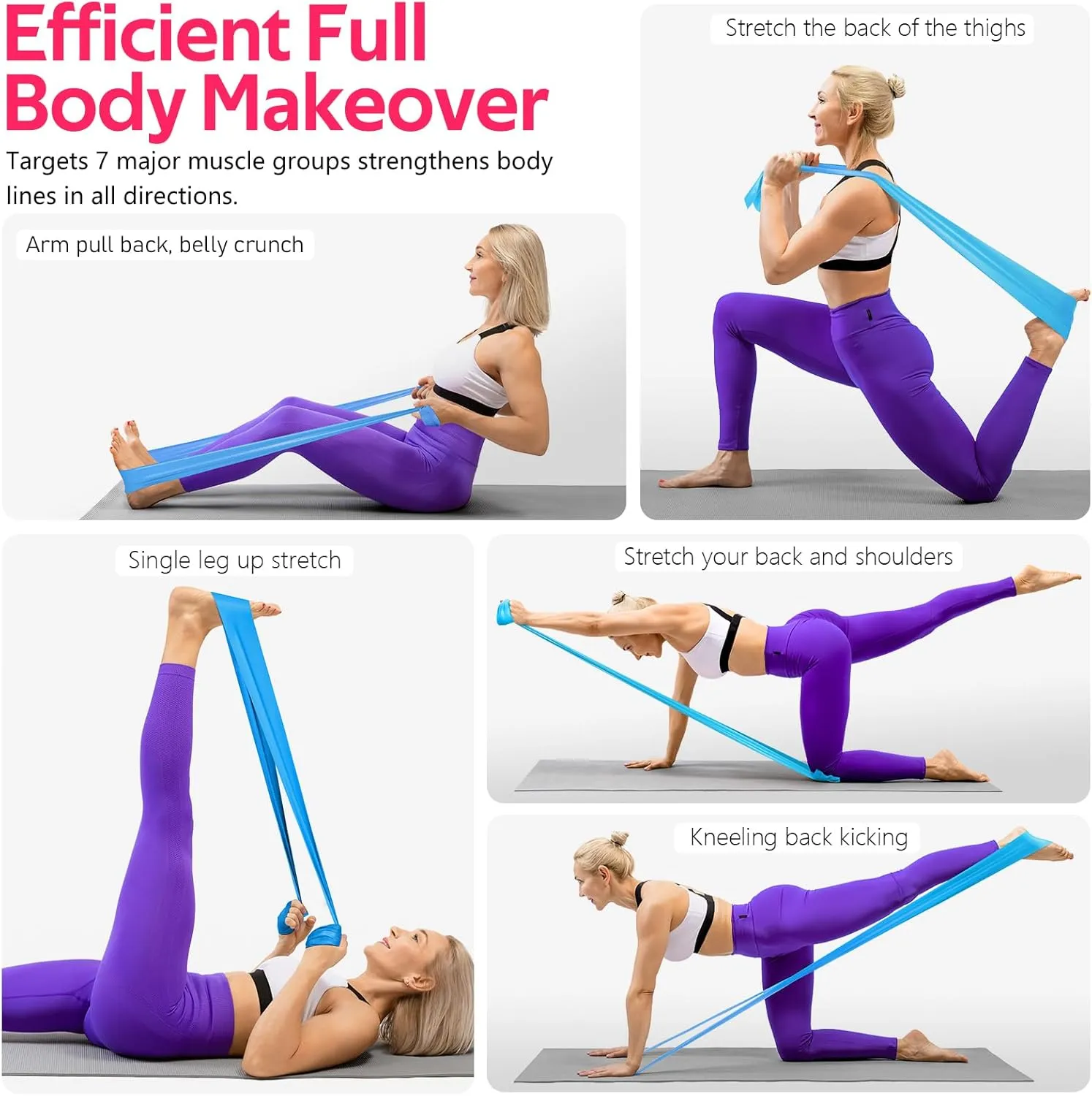 Resistance Bands for Working Out, Exercise Bands for Physical Therapy, Stretch, Recovery, Pilates, Rehab, Strength Training and Yoga Starter Set