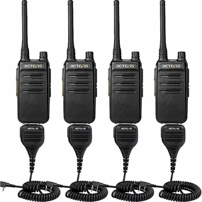 Retevis RB87 2 Way Radio Long Range, Walkie Talkies with Shoulder Mic, Rugged,for Adults, Two Way Radio for Construction Police School Security(4 Pack)