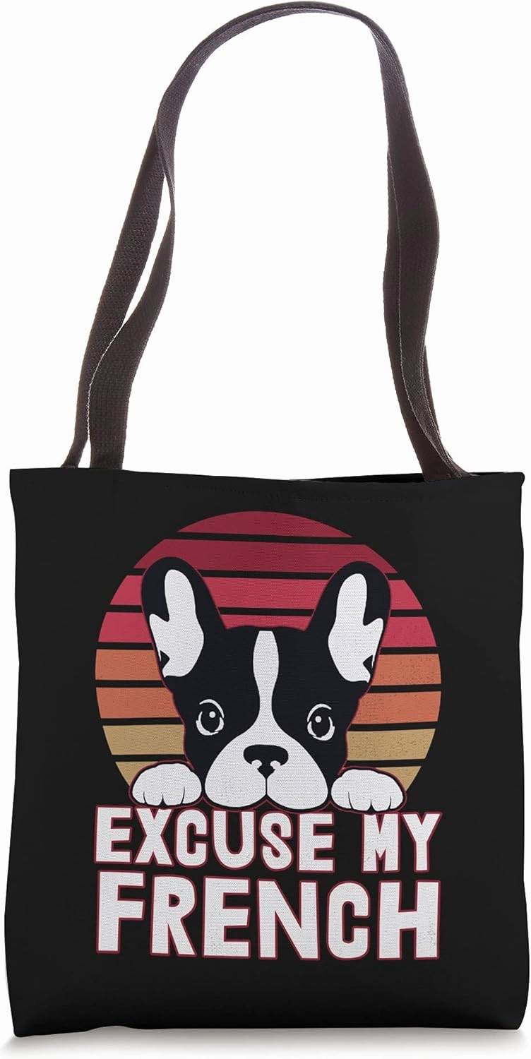 Retro Pardon My Frenchie Shirt Dog Lover French Bulldog Tote Bag