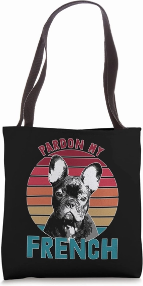 Retro Pardon My Frenchie Shirt Dog Lover French Bulldog Tote Bag