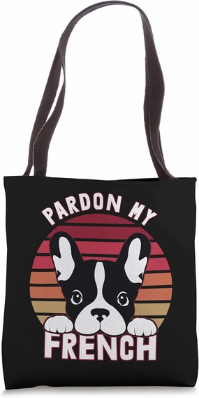 Retro Pardon My Frenchie Shirt Dog Lover French Bulldog Tote Bag