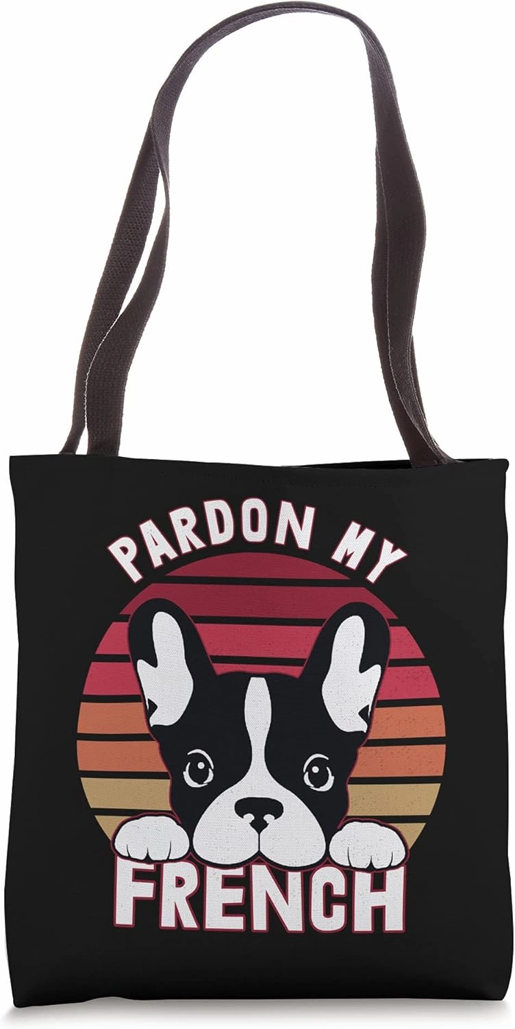 Retro Pardon My Frenchie Shirt Dog Lover French Bulldog Tote Bag