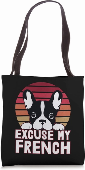 Retro Pardon My Frenchie Shirt Dog Lover French Bulldog Tote Bag
