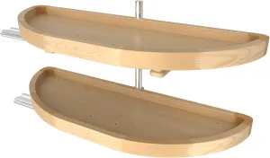Rev-A-Shelf 32" Dual Shelf Half Moon Lazy Susan Organizer for Blind Corner Kitchen Cabinets, Pull Out Turntable Storage Trays, Wood, 4WLS882-32-570