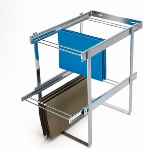 Rev-A-Shelf 2 Tier 14.5" Base Cabinet File Drawer Organizer System for Leterr & Legal Sized Files for Home Office or Home Storage, Chrome, RAS-FD-KIT