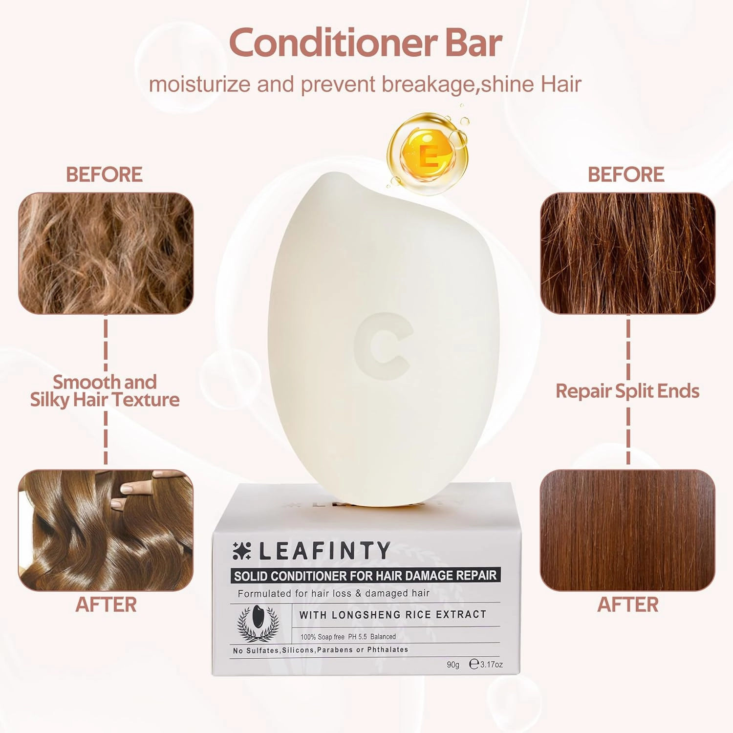 Rice Water for Hair Growth | Rice Water Shampoo and Conditioner Bar | Vegan & Natural | Rice Shampoo Bar for Thickening & Strengthening | Shampoo and Conditioner 6.7oz