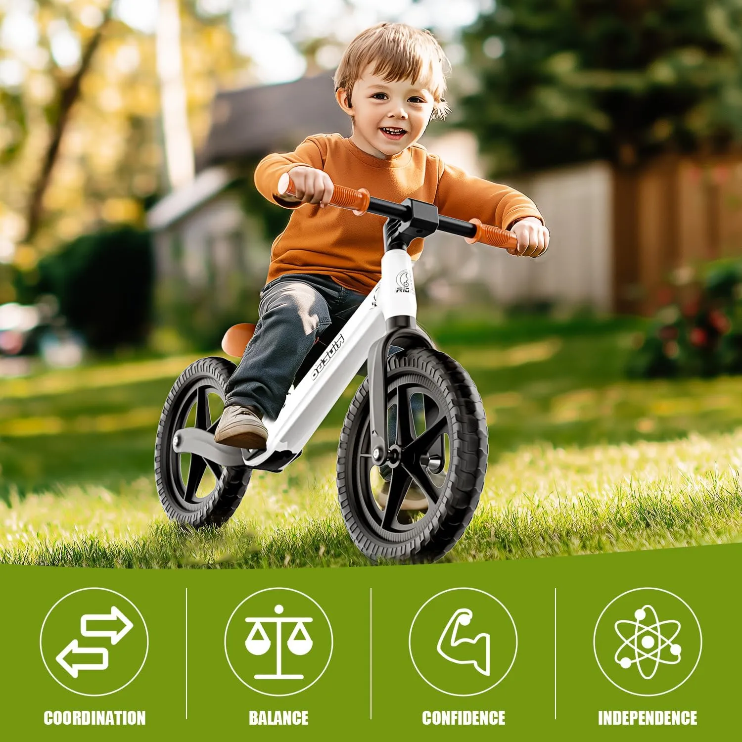 Ridego Toddler Balance Bike 2 Year Old,12Inch Colorful Lighting Kids Bike,Lightweight Push Bicycle with Adjustable Seat, Ride-on Toys Birthday Gift 2 3 4 5 Year Old Boys Girls