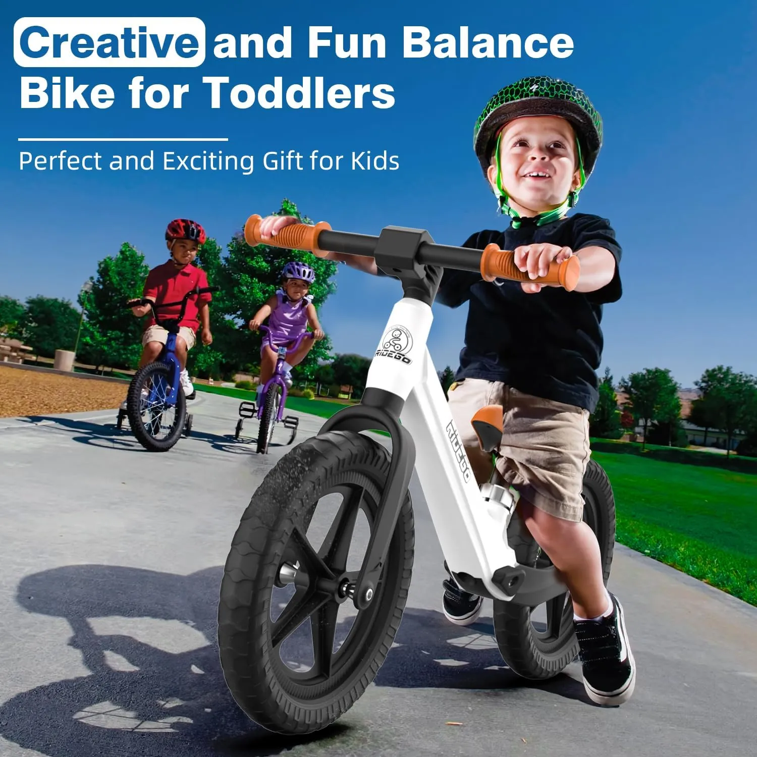 Ridego Toddler Balance Bike 2 Year Old,12Inch Colorful Lighting Kids Bike,Lightweight Push Bicycle with Adjustable Seat, Ride-on Toys Birthday Gift 2 3 4 5 Year Old Boys Girls