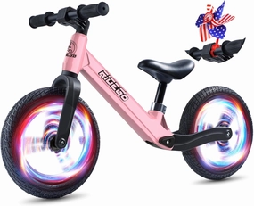 Ridego Toddler Balance Bike 2 Year Old,12Inch Colorful Lighting Kids Bike,Lightweight Push Bicycle with Adjustable Seat, Ride-on Toys Birthday Gift 2 3 4 5 Year Old Boys Girls